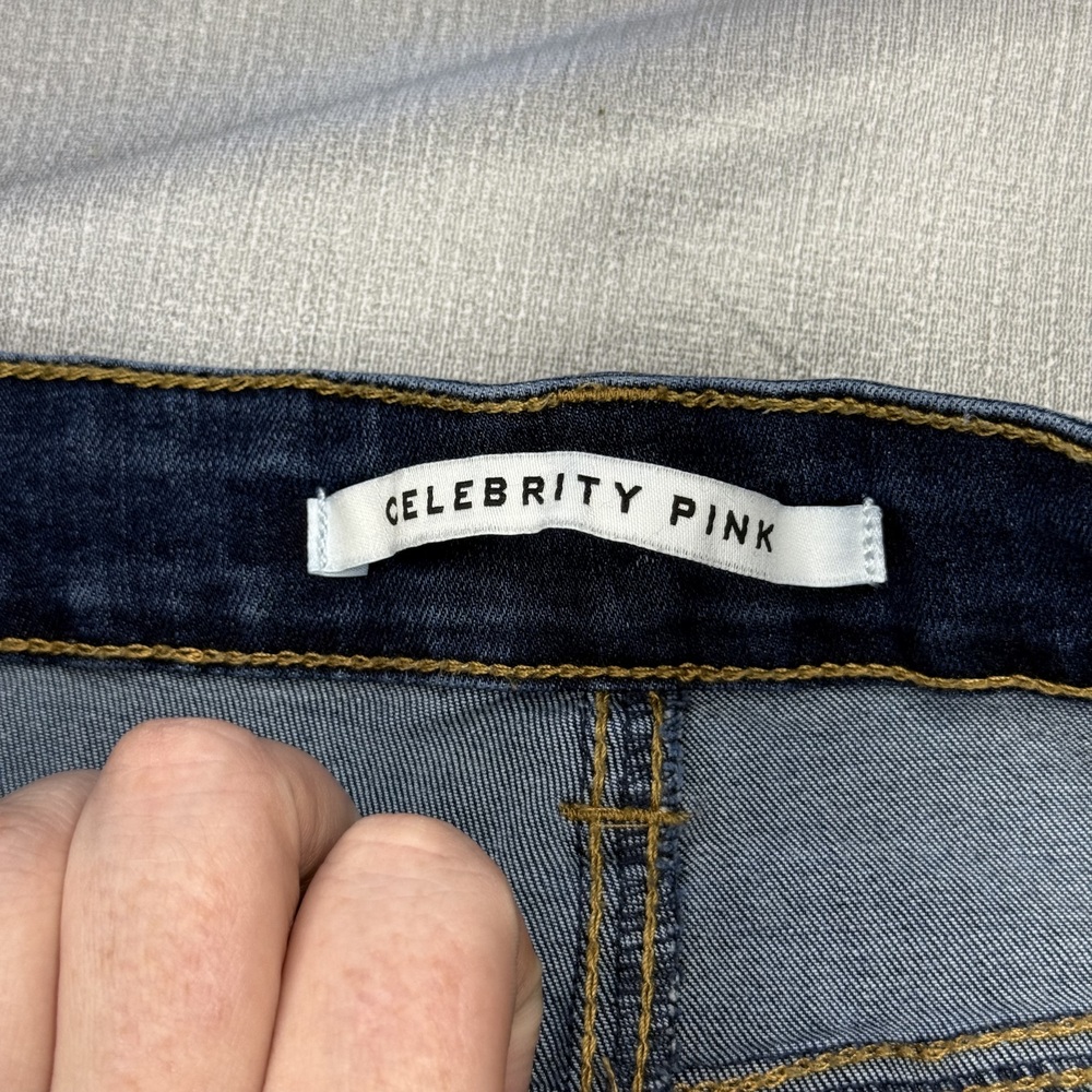 Celebrity Pink Dark Wash Distressed Skinny Jeans Size 13 - Picture 5 of 9